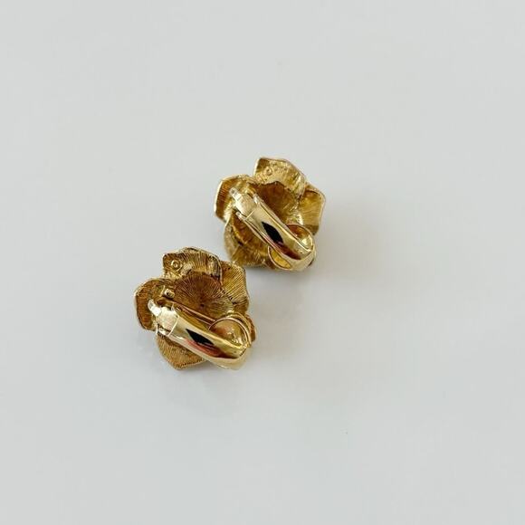 Vintage Avon Sculptured Rose Clip On Earrings Gold 1980s Gold NEW IN BOX - Picture 5 of 12